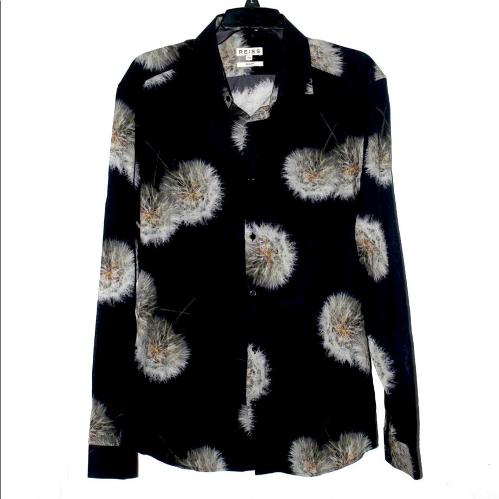 Worn once Reiss flower pattern long sleeves shirt men’s size XXL  slim fit